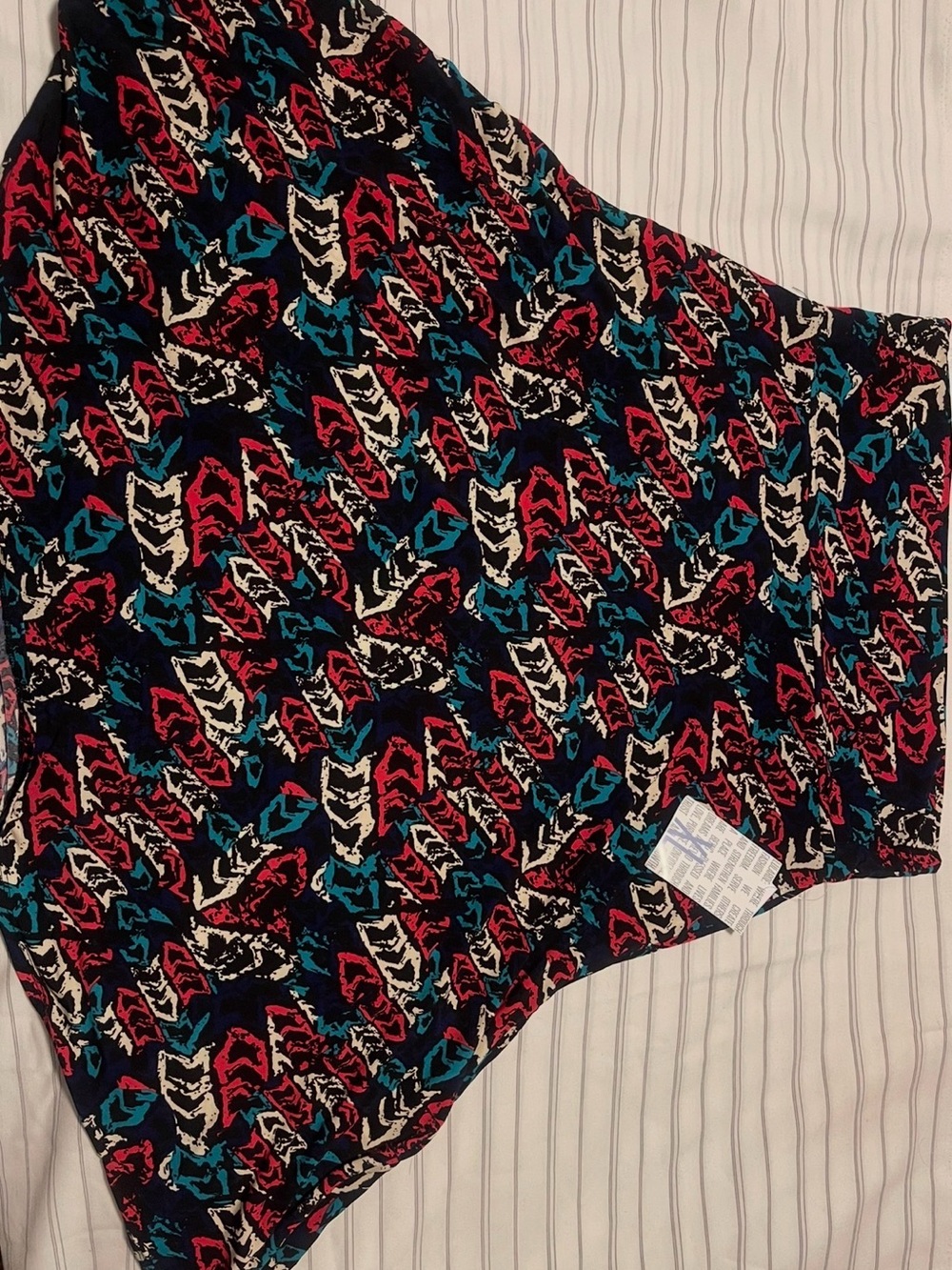 Azure Abstract Print Skirt in Black, Red, Teal & Cream